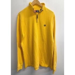 Chaps Men's Size M 1/4 Zip Knit Sweater Pullover Long Sleeves Yellow Mock Neck